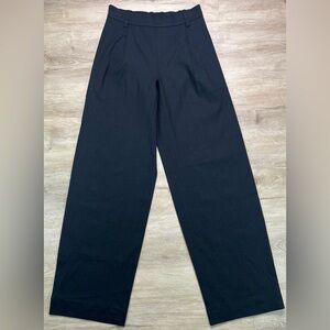 Vince Linen Blend Women’s Pull On Pants Black Pleated Straight Leg NWT